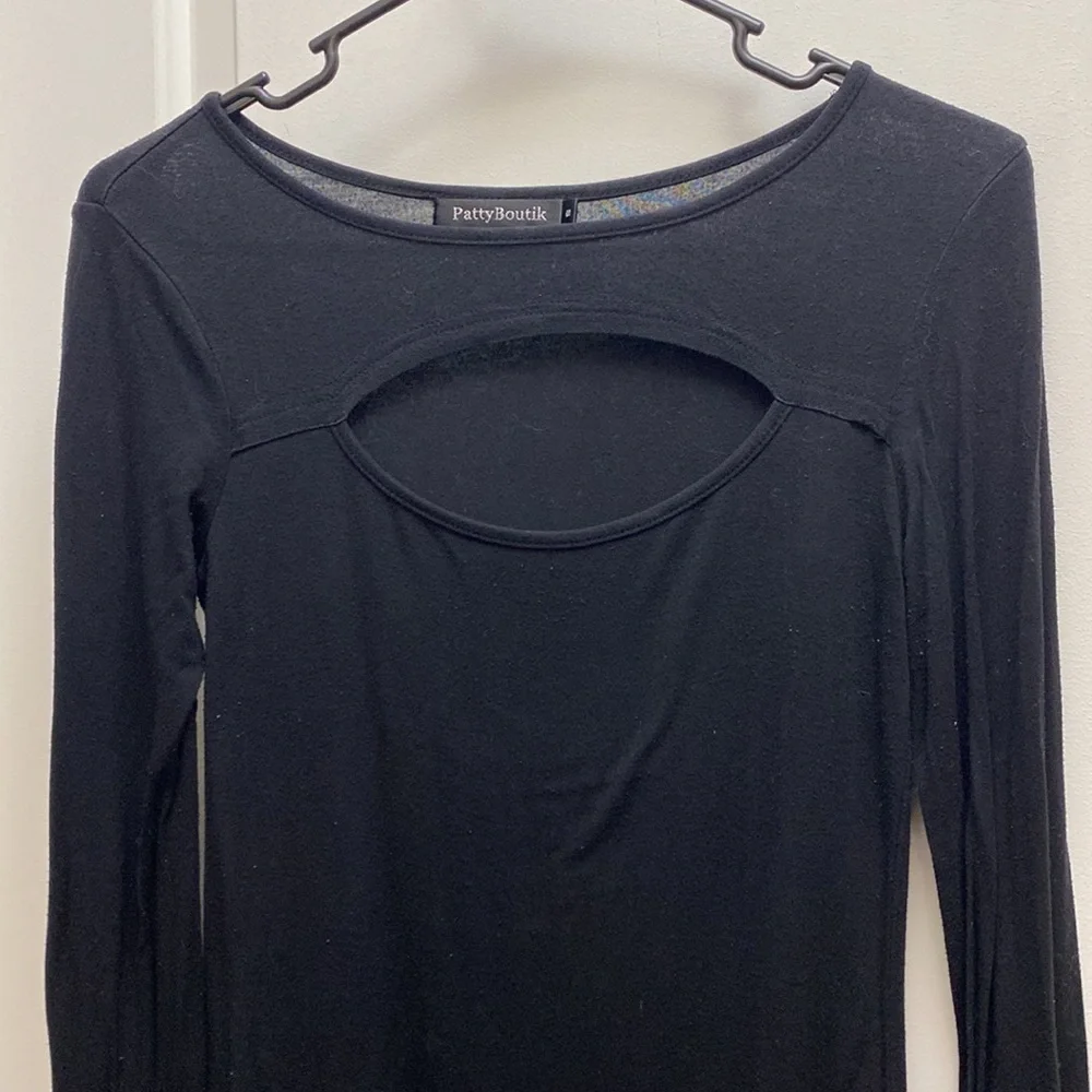 Patty Boutik long sleeve peekaboo black shirt size small